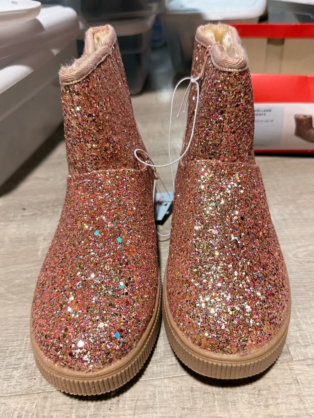 Cat & Jack Pink Glitter Kids Pull-On Boots